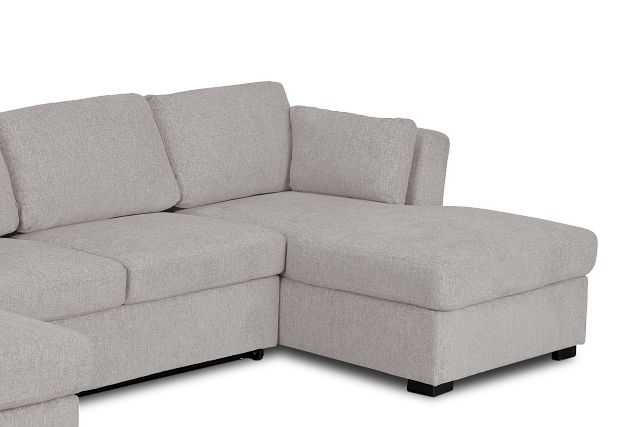 Amber Light Gray Fabric Double Chaise Sleeper Sectional