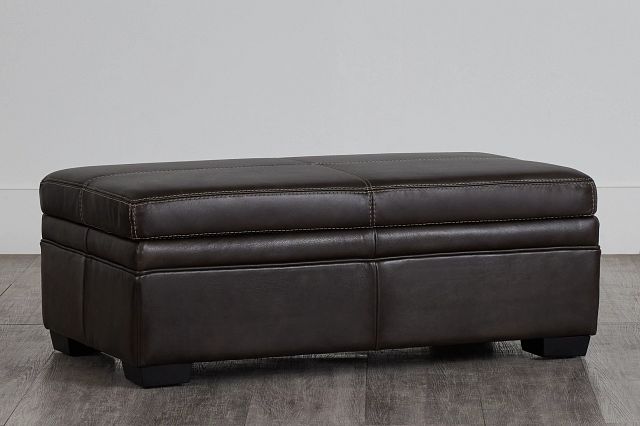 Carson Dark Brown Leather Storage Ottoman