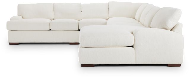 Alpha White Fabric Large Right Chaise Sectional