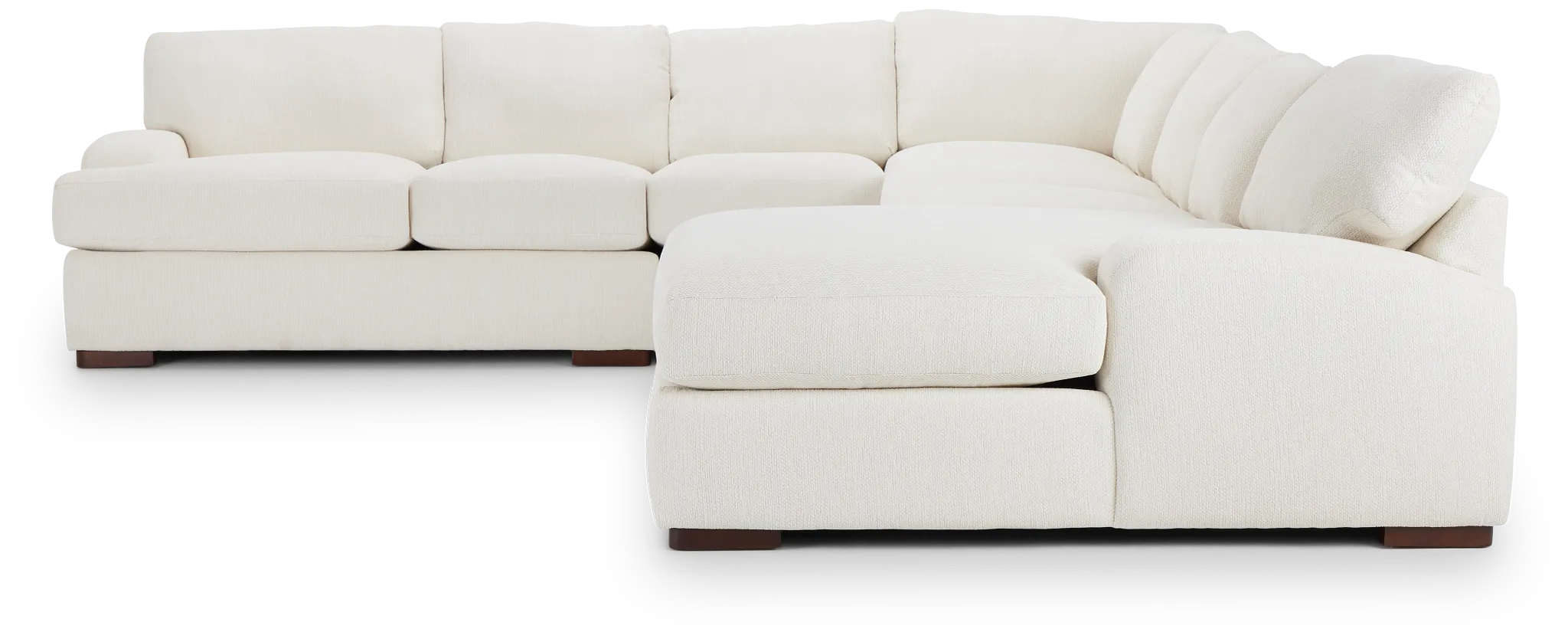 Alpha White Fabric Large Right Chaise Sectional