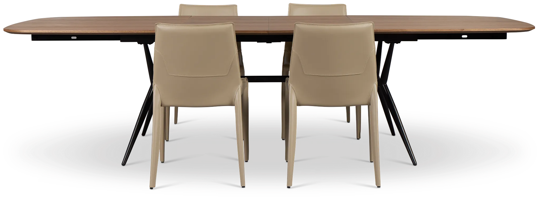 Margo Two-tone Rect Table & 4 Beige Upholstered Chairs