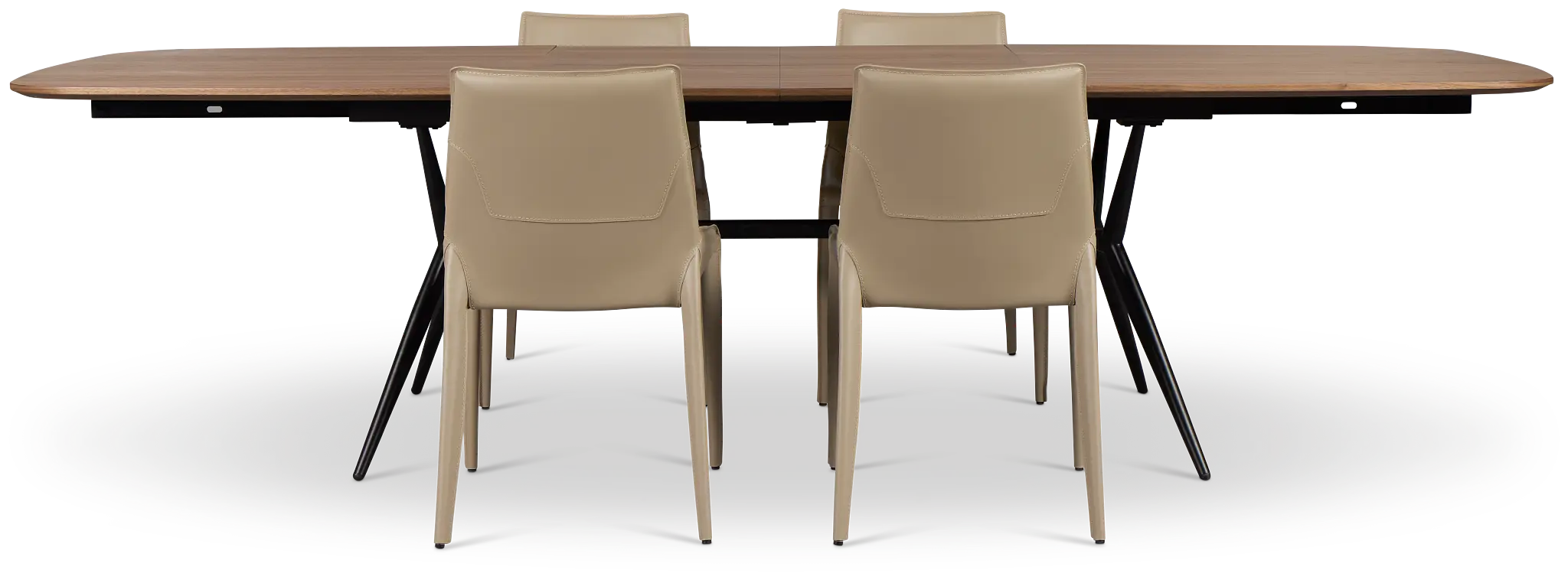 Margo Two-tone Rect Table & 4 Beige Upholstered Chairs Margo Two-tone Rect Table & 4 Beige Upholstered Chairs