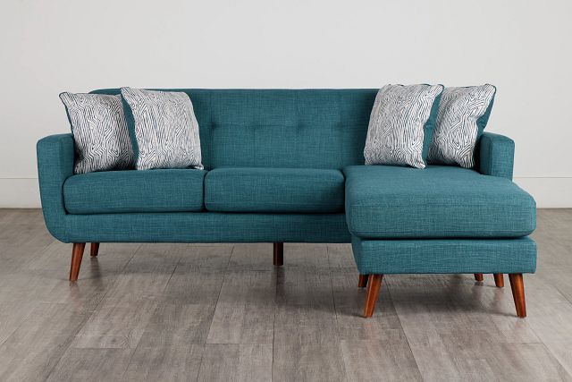 Raya Dark Teal Fabric Chaise Sectional