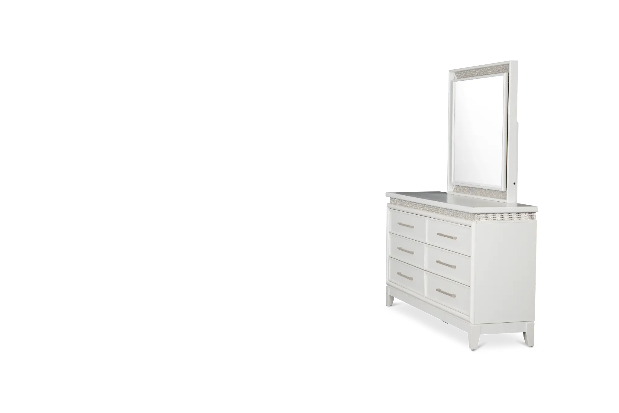 Alessandria White Lighted Dresser & Mirror Alessandria White Lighted Dresser & Mirror