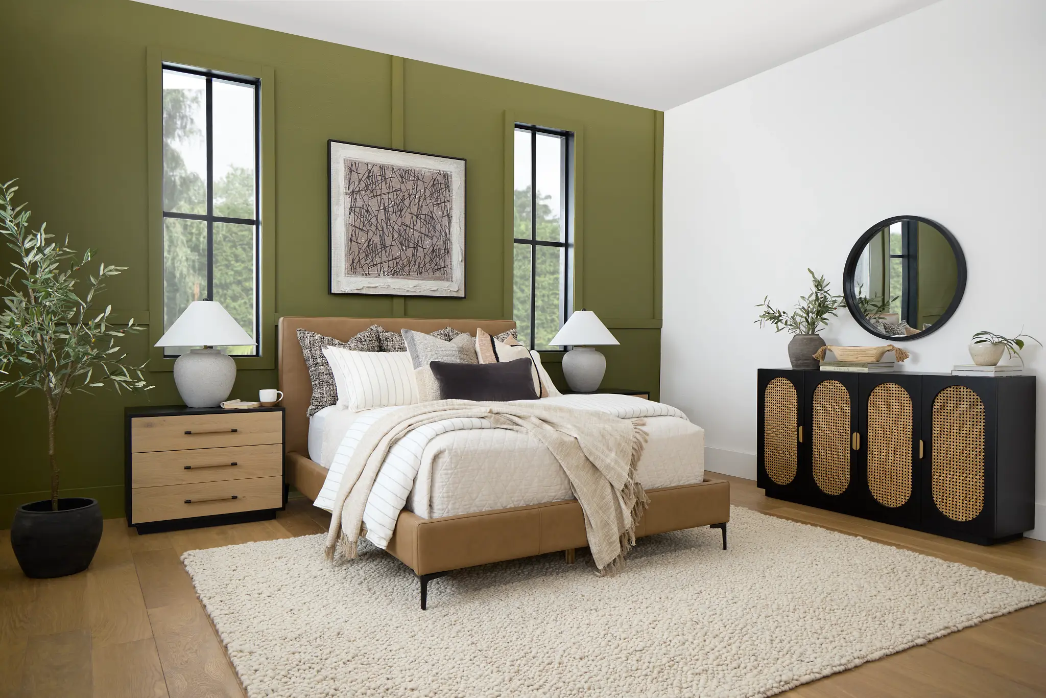 Highland Dark Brown Leather Panel Bed