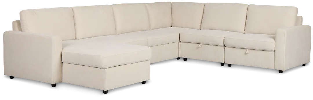Addie Beige Fabric Medium Left Chaise Storage Sleeper Sectional