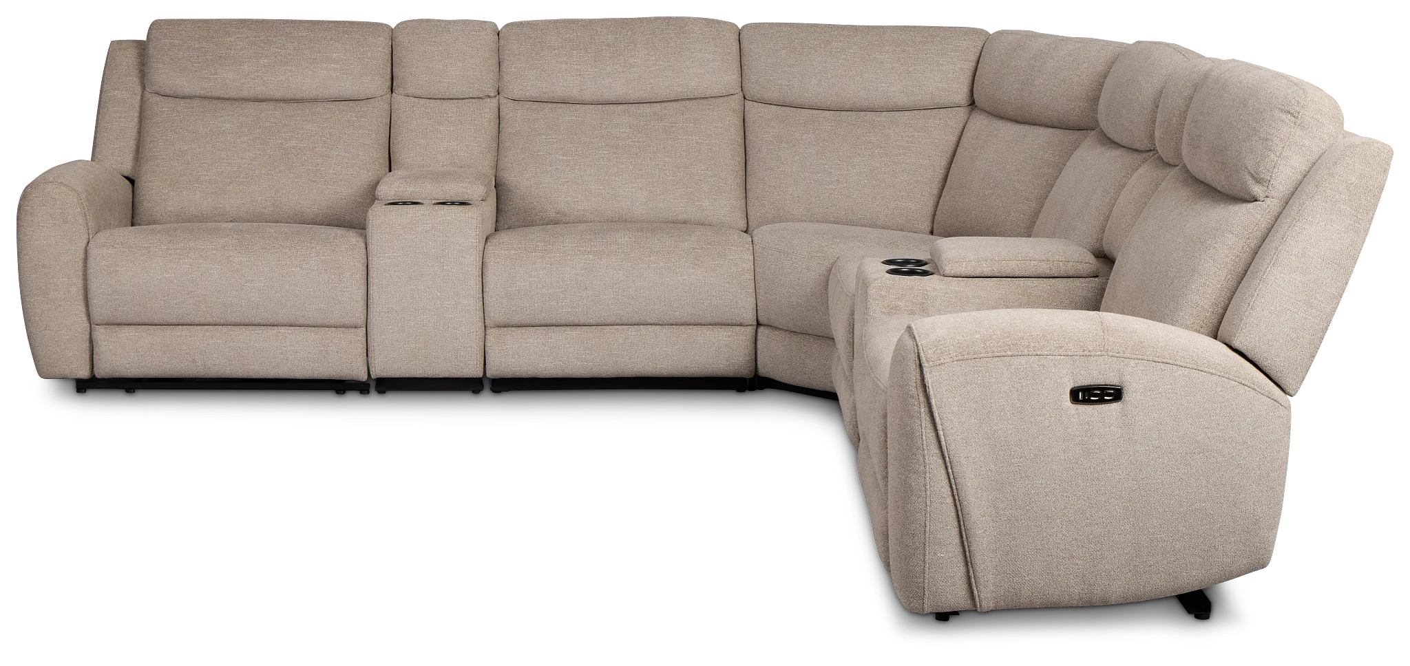 Walker Beige Fabric Large Dual Power Reclining Two-arm Sectional