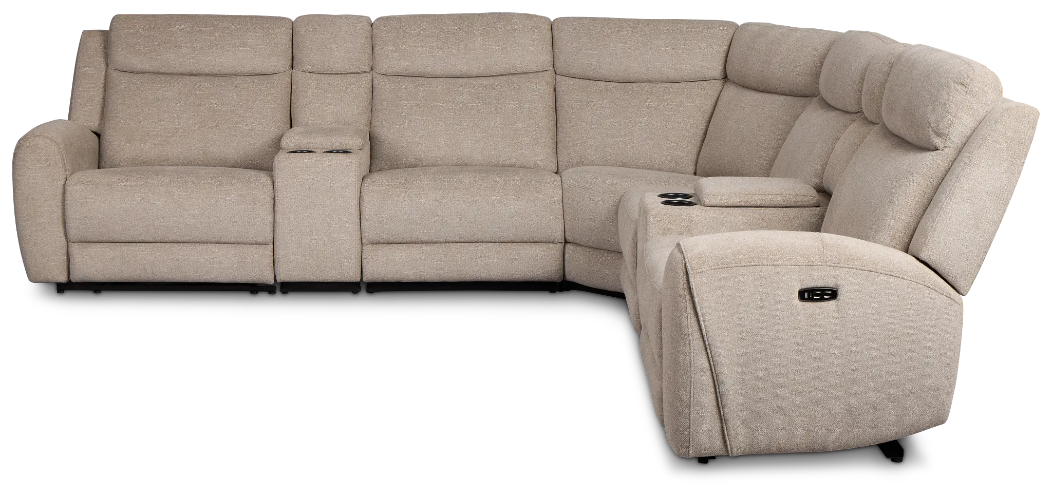 Walker Beige Fabric Large Dual Power Reclining Two-arm Sectional Walker Beige Fabric Large Dual Power Reclining Two-arm Sectional