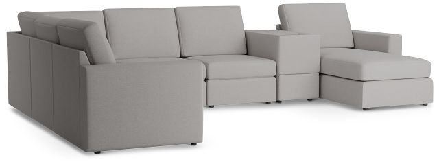 Citymod Light Gray Fabric Large Right Chaise Sectional With Media Console