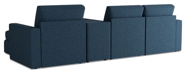 Citymod Blue Fabric Small Right Chaise Sectional With Media Console