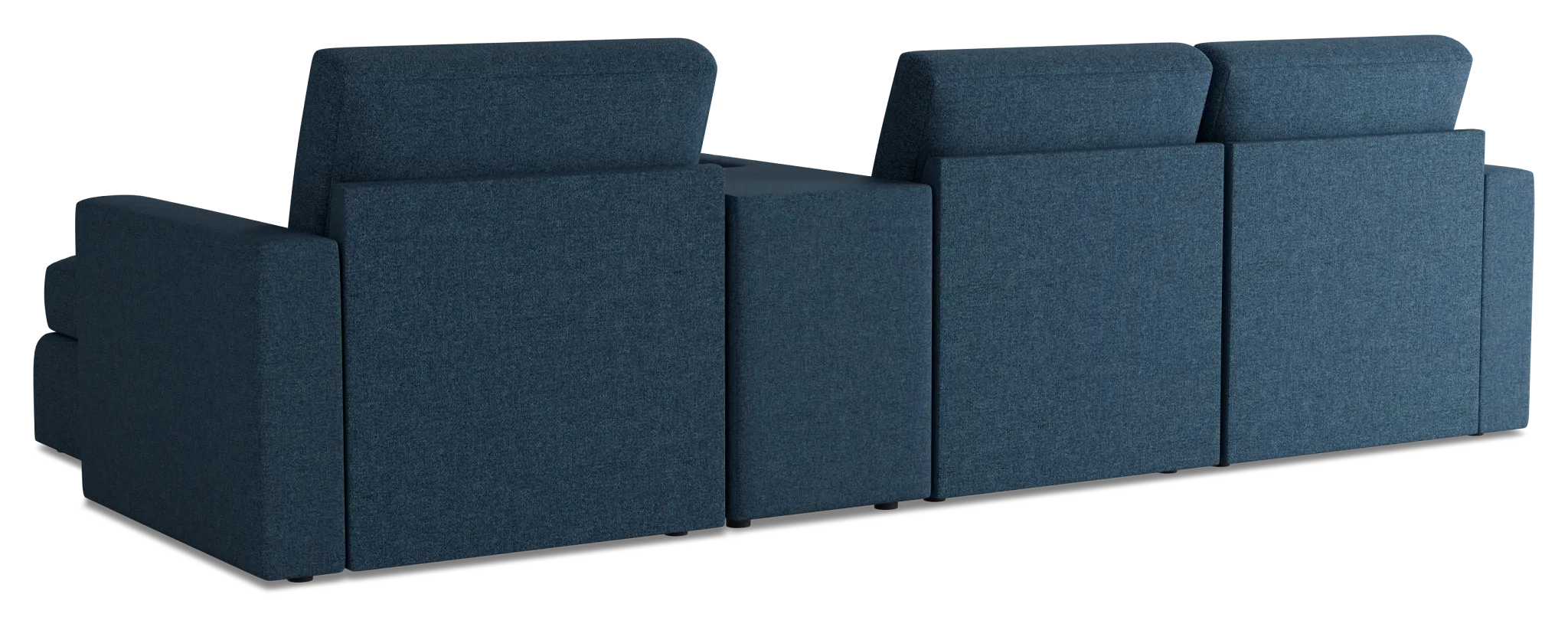 Citymod Blue Fabric Small Right Chaise Sectional With Media Console