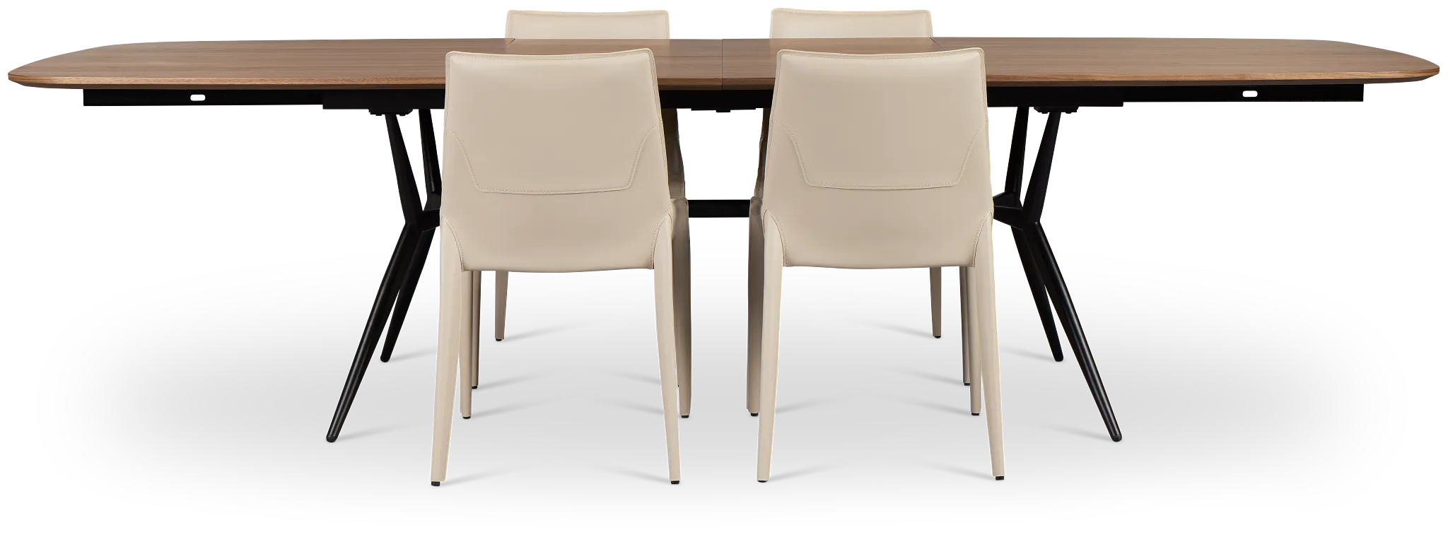 Margo Two-tone Rect Table & 4 Light Beige Upholstered Side Chairs