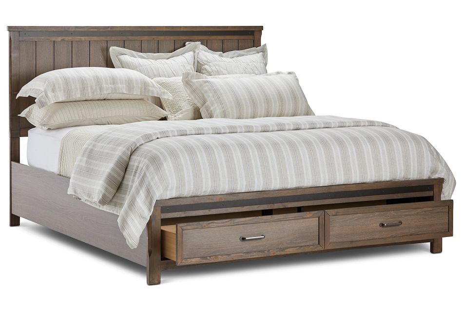 Lancaster Mid Tone Wood Panel Storage Bed