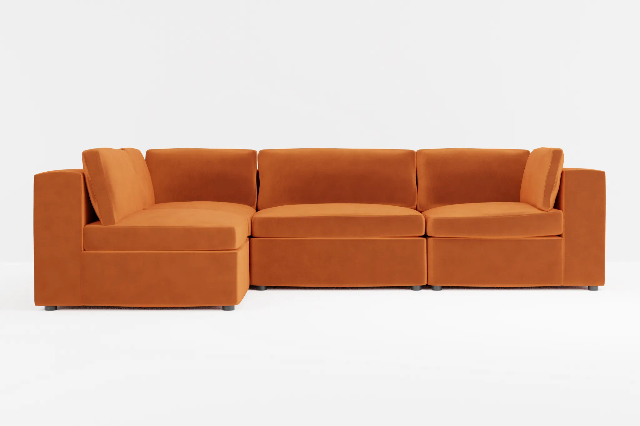 Destin Joya Orange Velvet 4-piece Modular Sectional