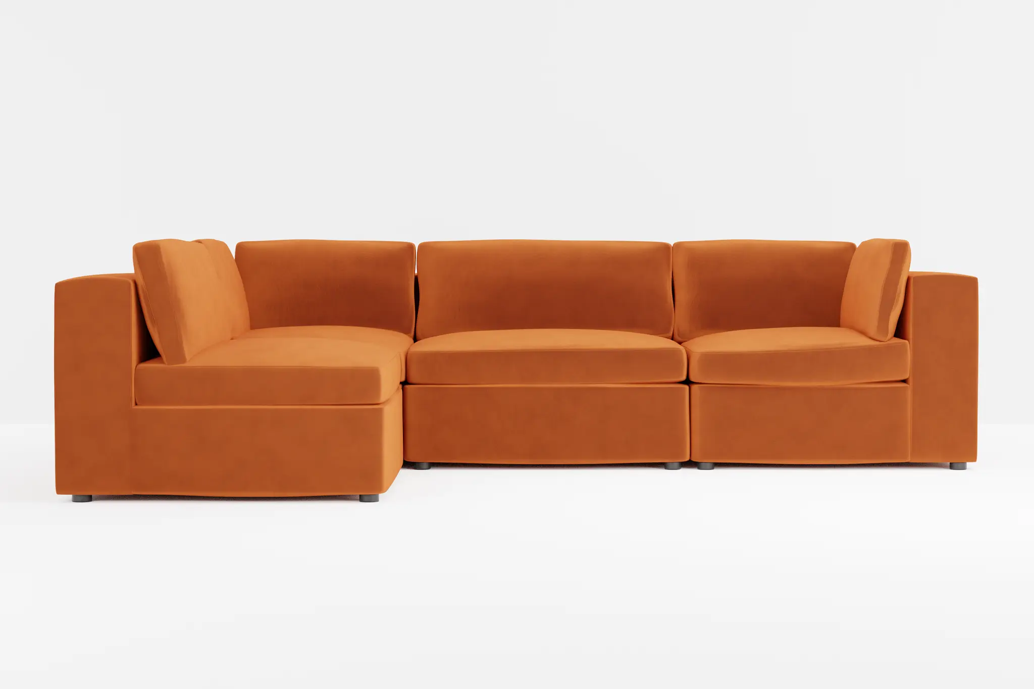Destin Joya Orange Velvet 4-piece Modular Sectional Destin Joya Orange Velvet 4-piece Modular Sectional