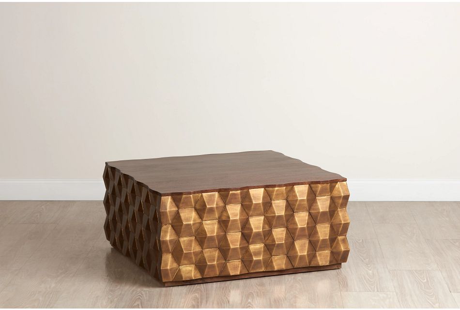 Versie Gold Square Coffee Table Living Room Coffee Tables City Furniture