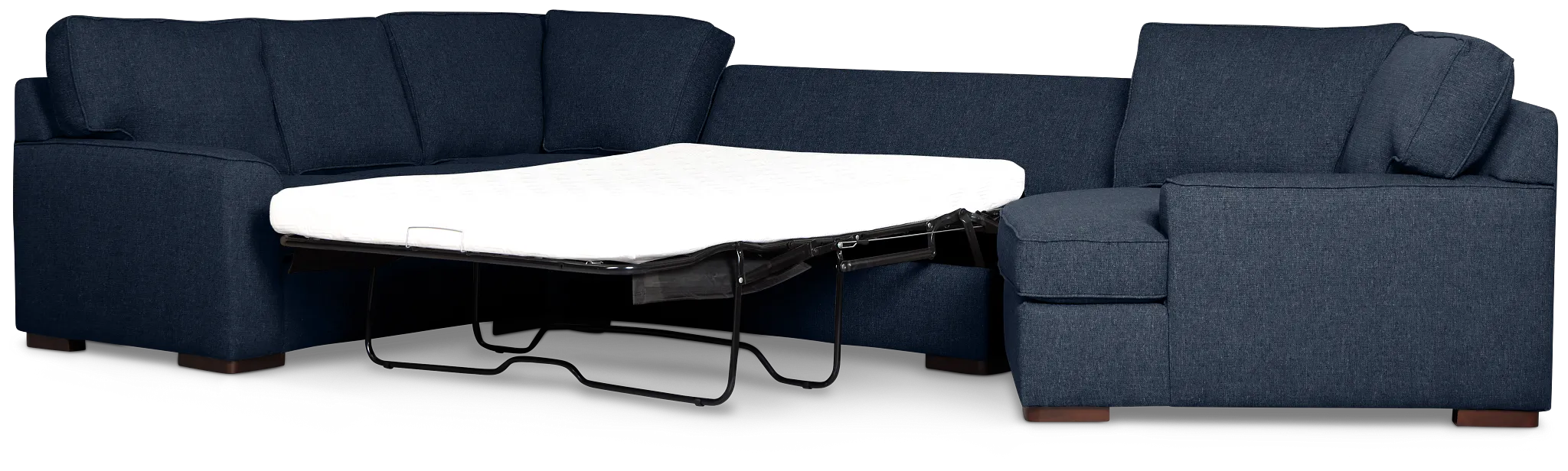 Sinclair Dark Blue Fabric Right Cuddler Cooling Memory Foam Sectional