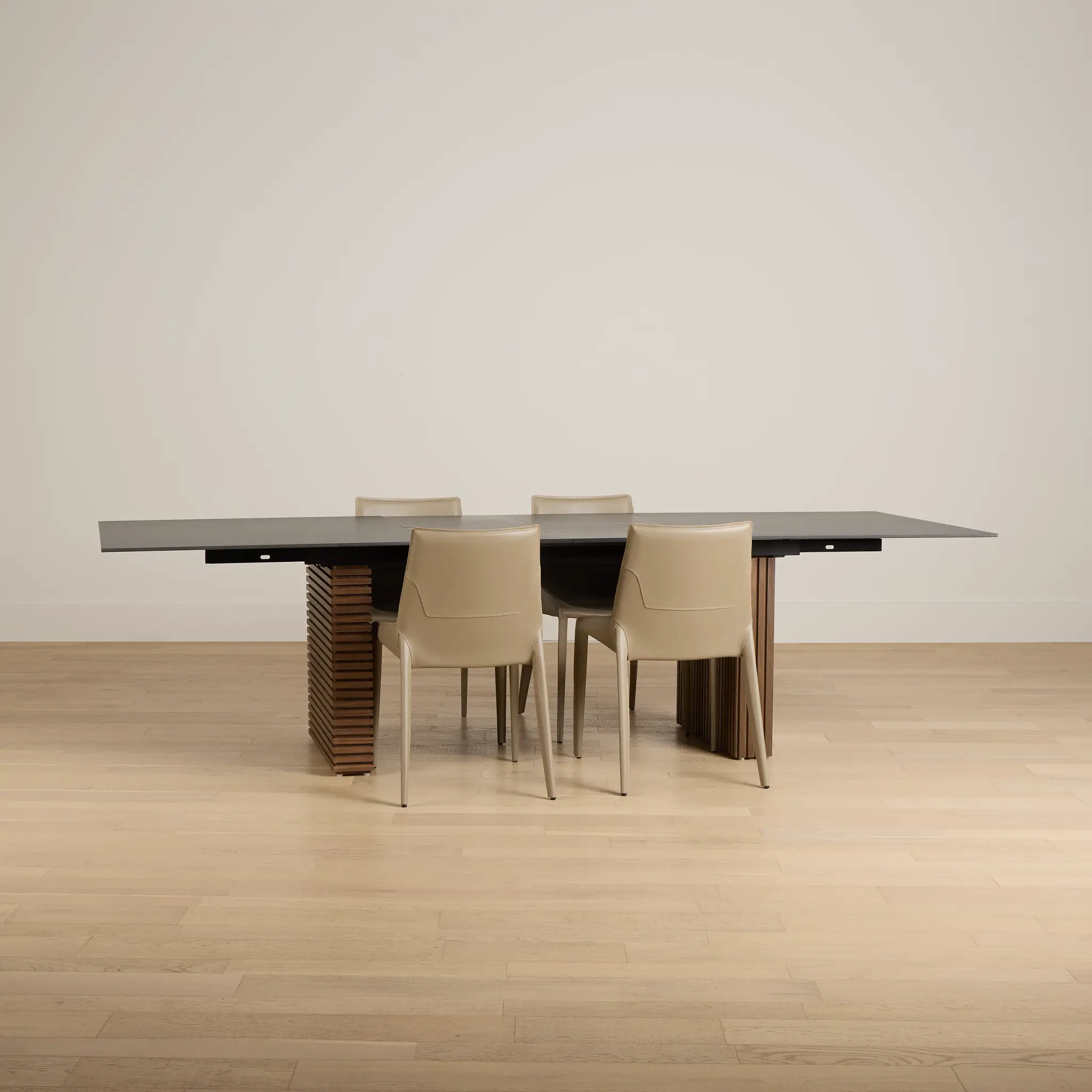 Wayne Two-tone Stone Rectangular Table & 4 Beige Upholstered Chairs Wayne Two-tone Stone Rectangular Table & 4 Beige Upholstered Chairs