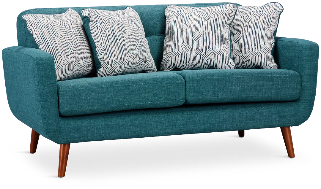 Raya Dark Teal Fabric Loveseat