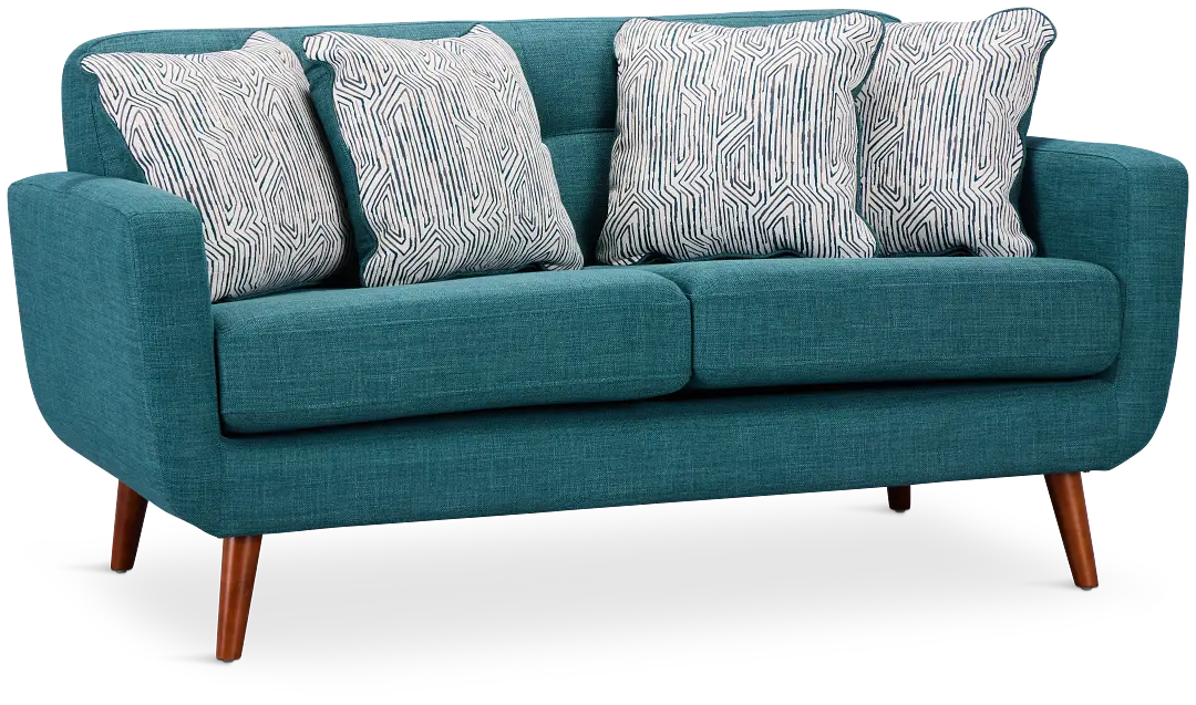 Raya Dark Teal Fabric Loveseat Raya Dark Teal Fabric Loveseat