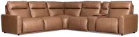 Edison Dark Brown Lthr/vinyl Medium Triple Power 2-arm Sectional