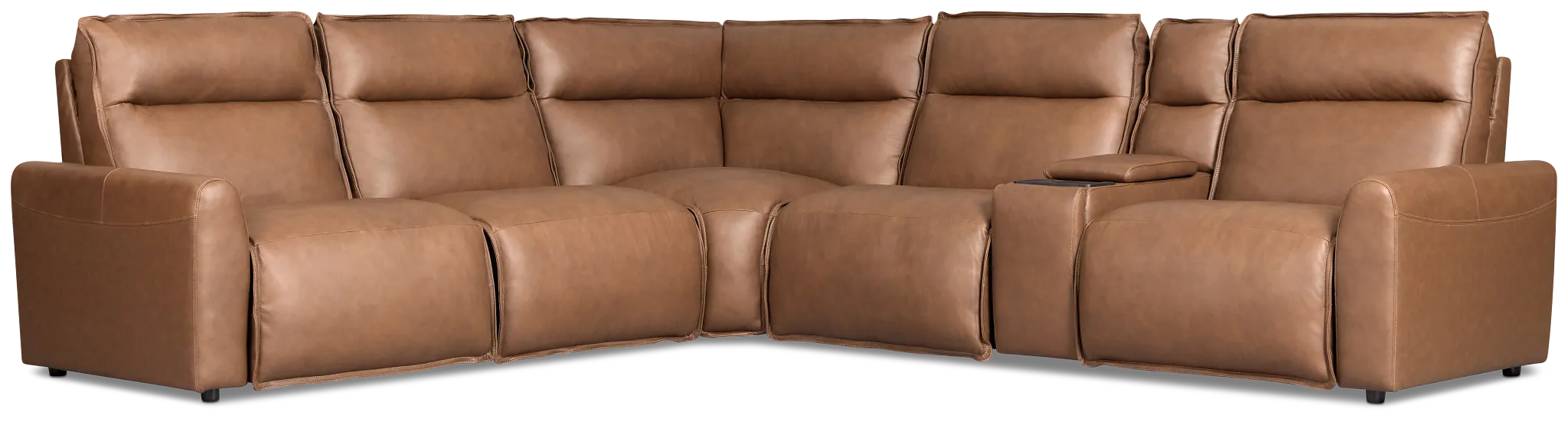 Edison Dark Brown Lthr/vinyl Medium Triple Power 2-arm Sectional