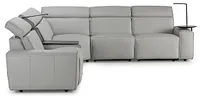 Carmelo Gray Leather Medium Triple Power Sectional W/right Table &light