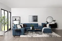 Citymod Blue Fabric Large Right Chaise Sectional With Media Console