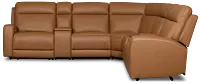 Flexsteel Belmont Medium Brown Lthr/vinyl Large Dual Power Reclining Two-arm Sectional