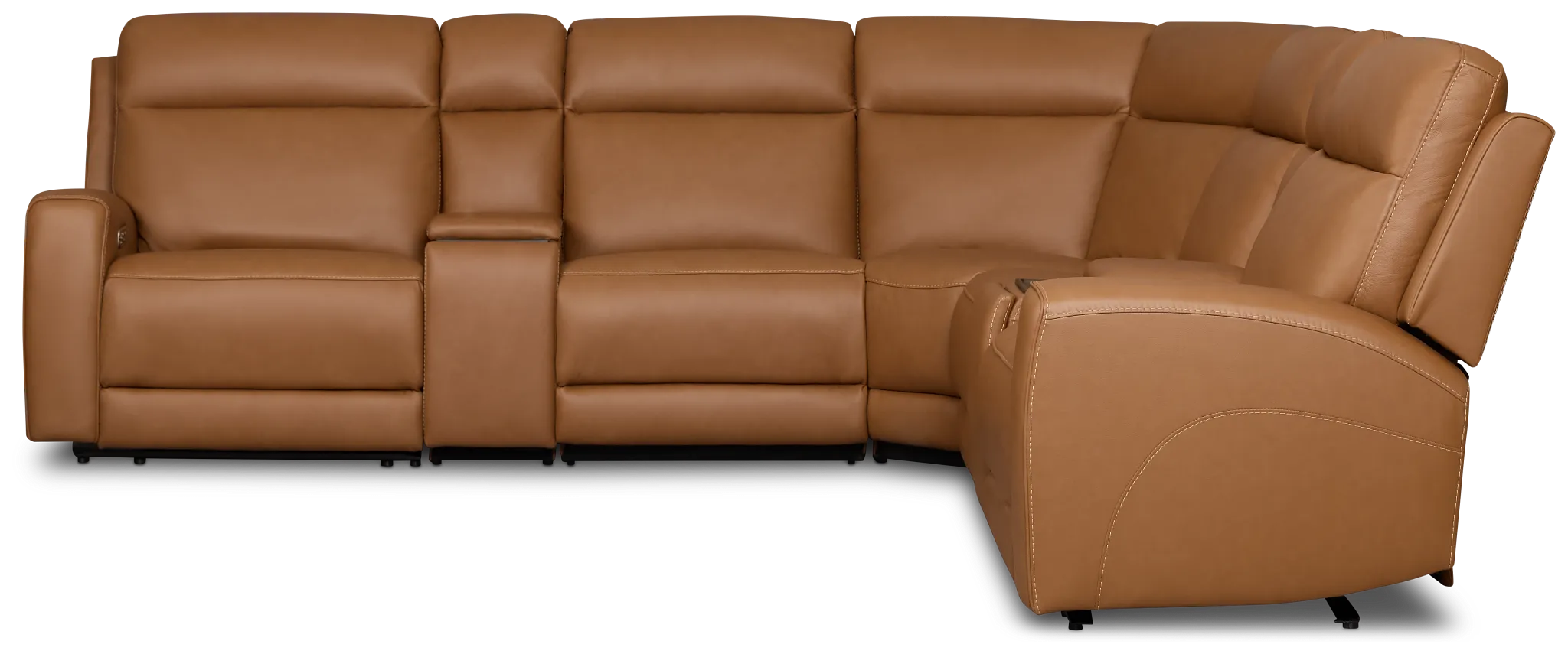 Flexsteel Belmont Medium Brown Lthr/vinyl Large Dual Power Reclining Two-arm Sectional