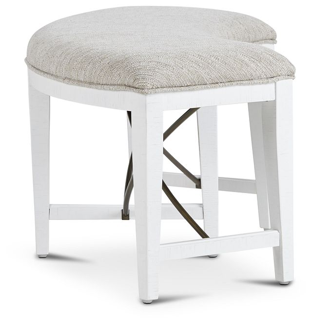 Heron Cove White Curved Upholstered Dining Bench