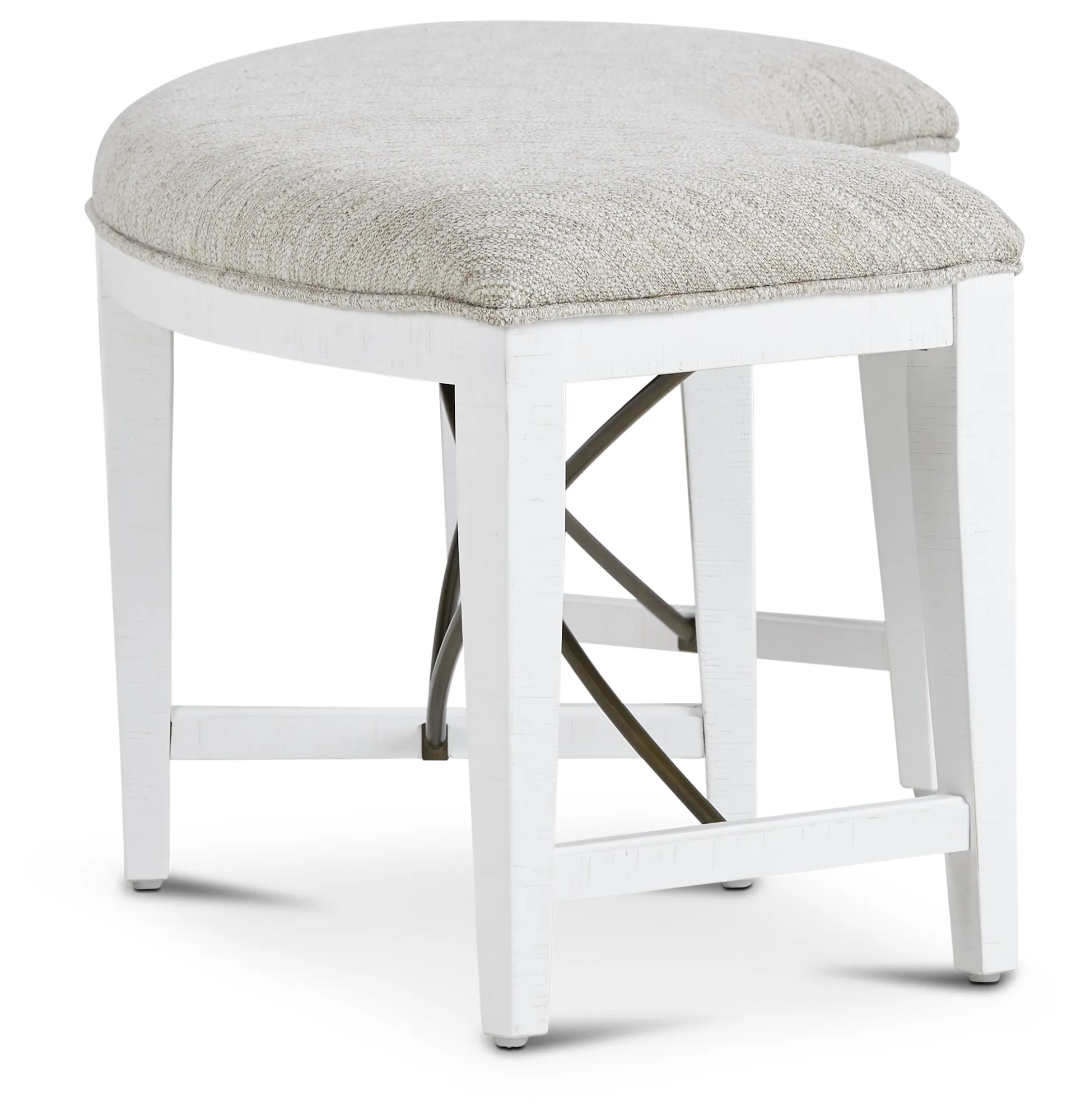 Heron Cove White Curved Upholstered Dining Bench