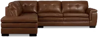 Braden Medium Brown Leather Small Left Bumper Sectional