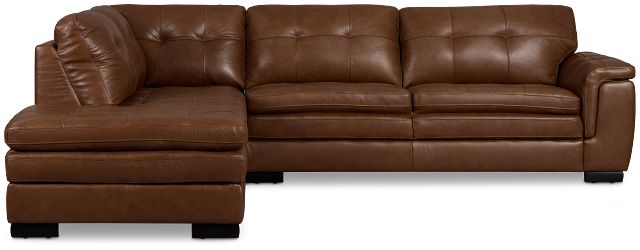 Braden Medium Brown Leather Small Left Bumper Sectional