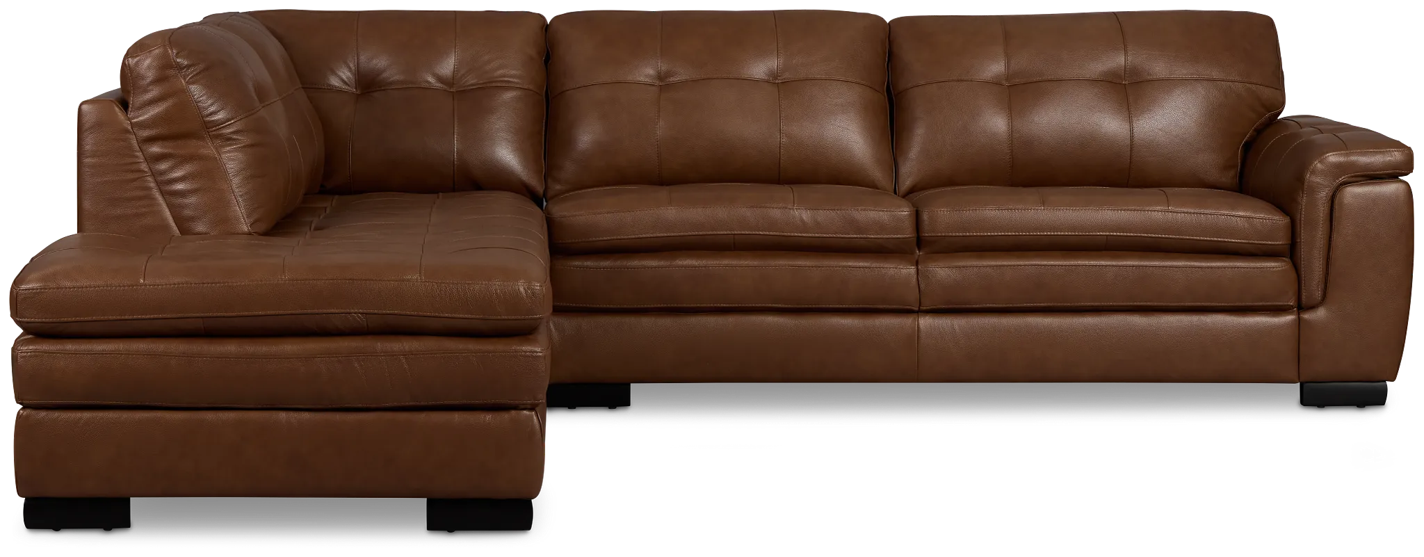 Braden Medium Brown Leather Small Left Bumper Sectional