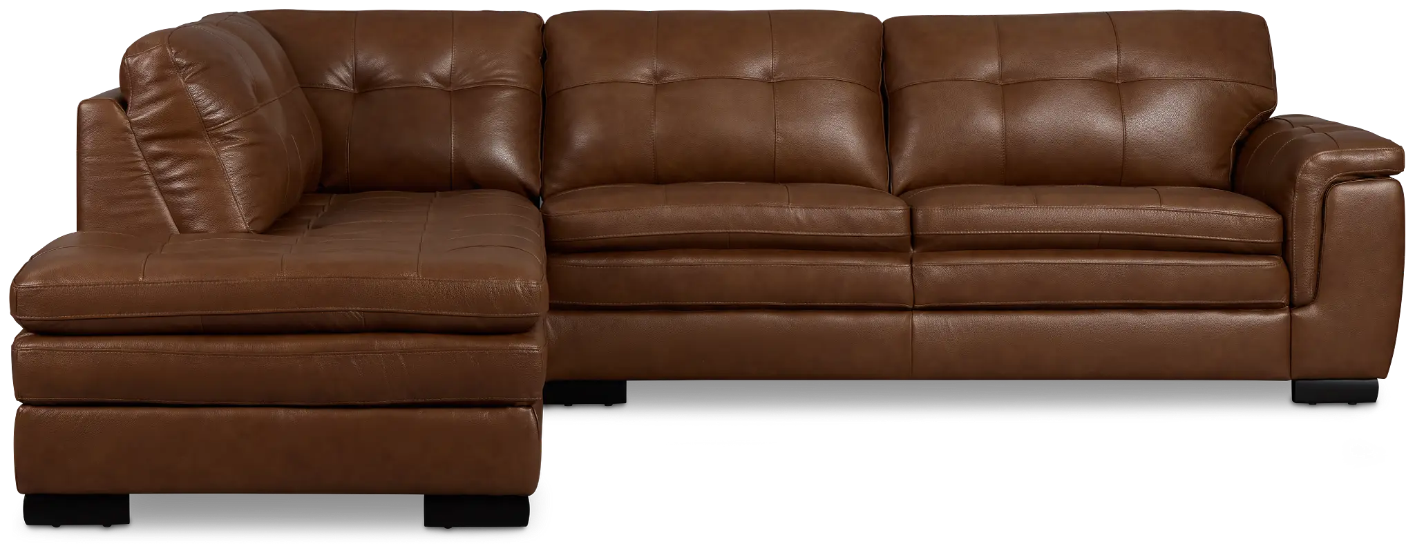 Braden Medium Brown Leather Small Left Bumper Sectional Braden Medium Brown Leather Small Left Bumper Sectional