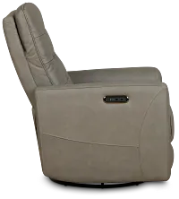 Izzy Light Gray Lthr/vinyl Power Swivel Glider Recliner