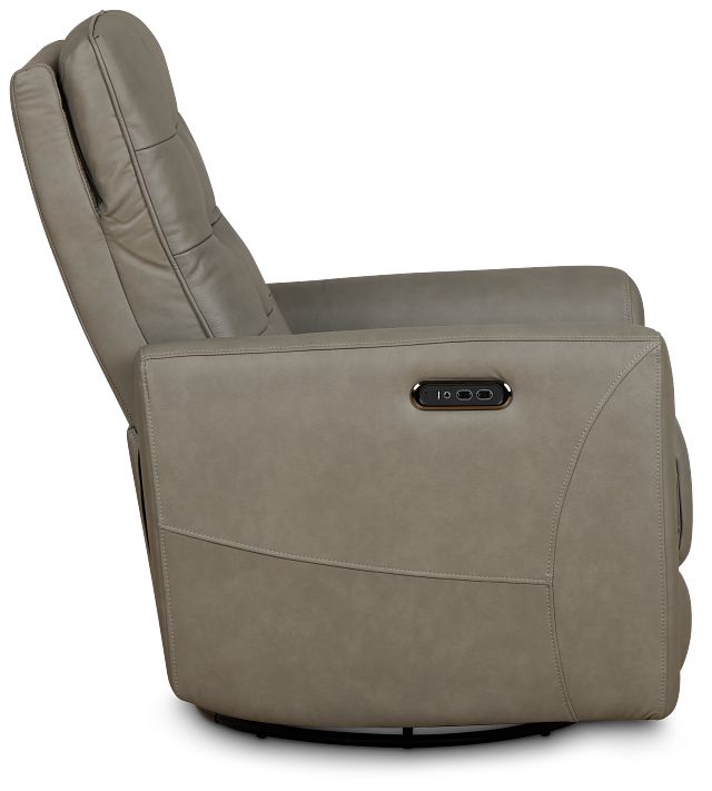 Izzy Light Gray Lthr/vinyl Power Swivel Glider Recliner
