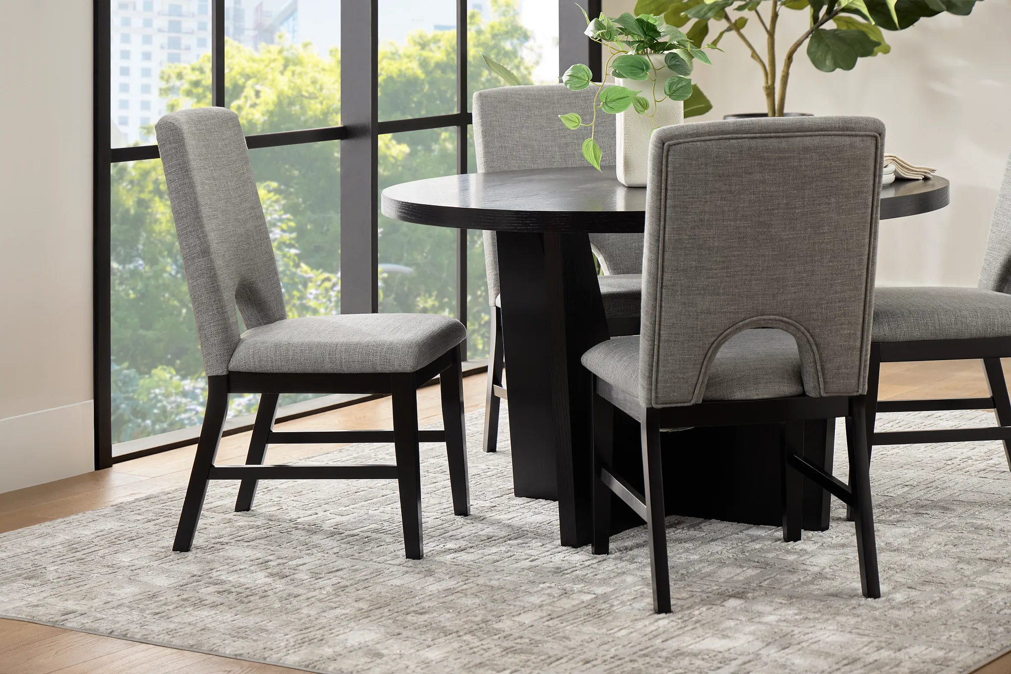 Oxford Gray Curved Upholstered Side Chair