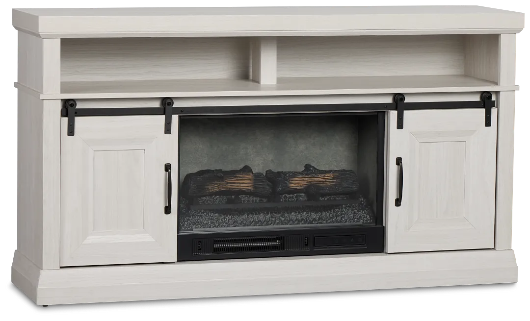 Brookridge White 65" Tv Stand With Fireplace Insert