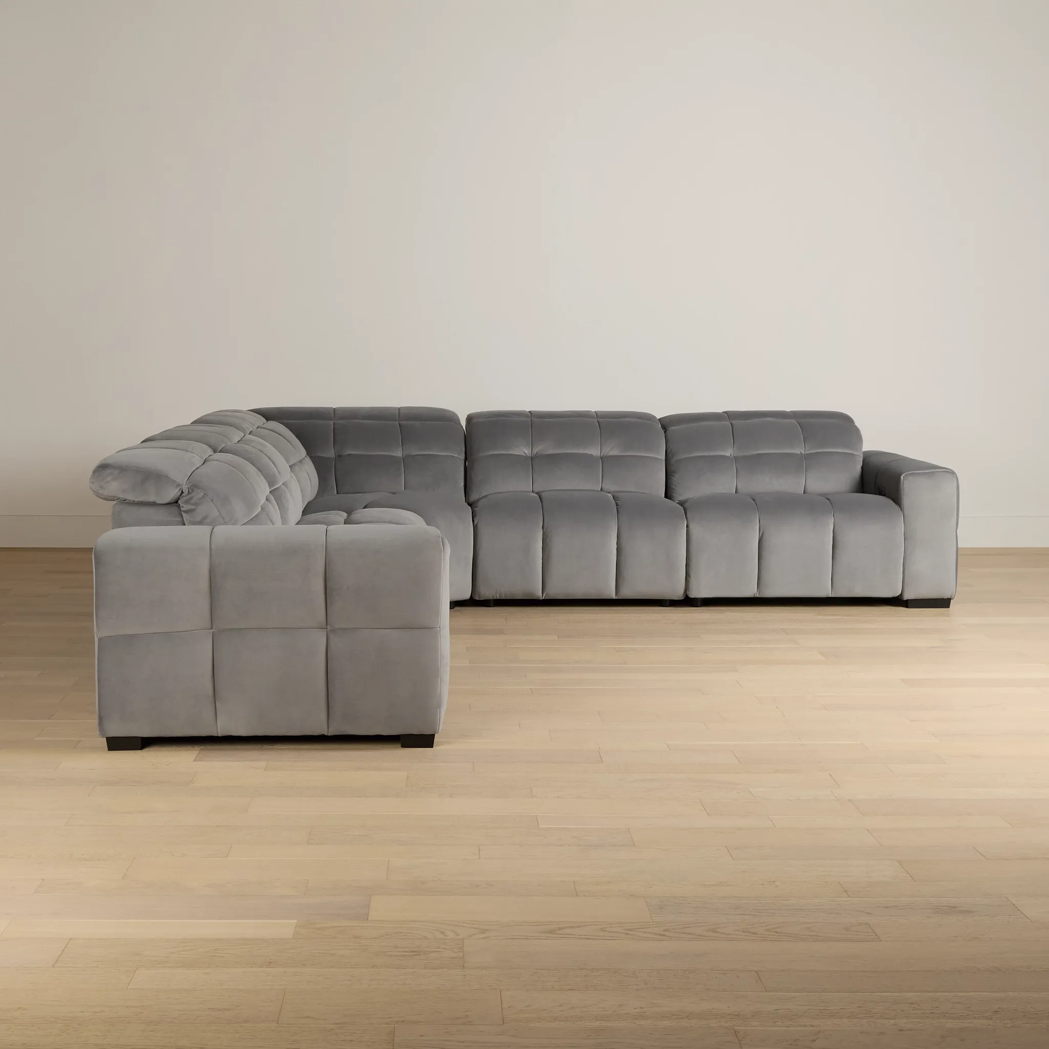 Gemma Light Gray Velvet Small Left Chaise Power Reclining Sectional