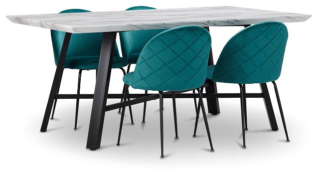 Capri Black Dk Taupe Rectangular Table & 4 Upholstered Chairs