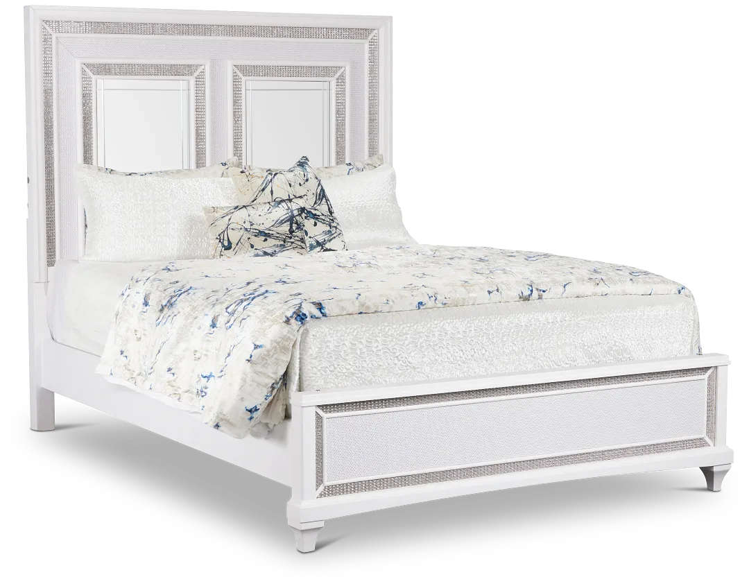Milan White Panel Bed