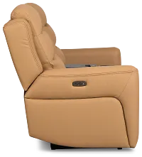 Wilder Brown Leather Power Reclining Console Loveseat With Refrigerator