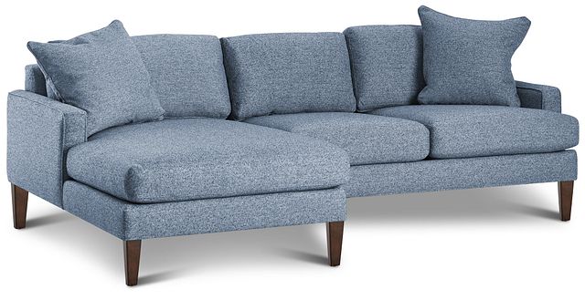 Morgan Blue Fabric Small Left Chaise Sectional W/ Wood Legs (0)
