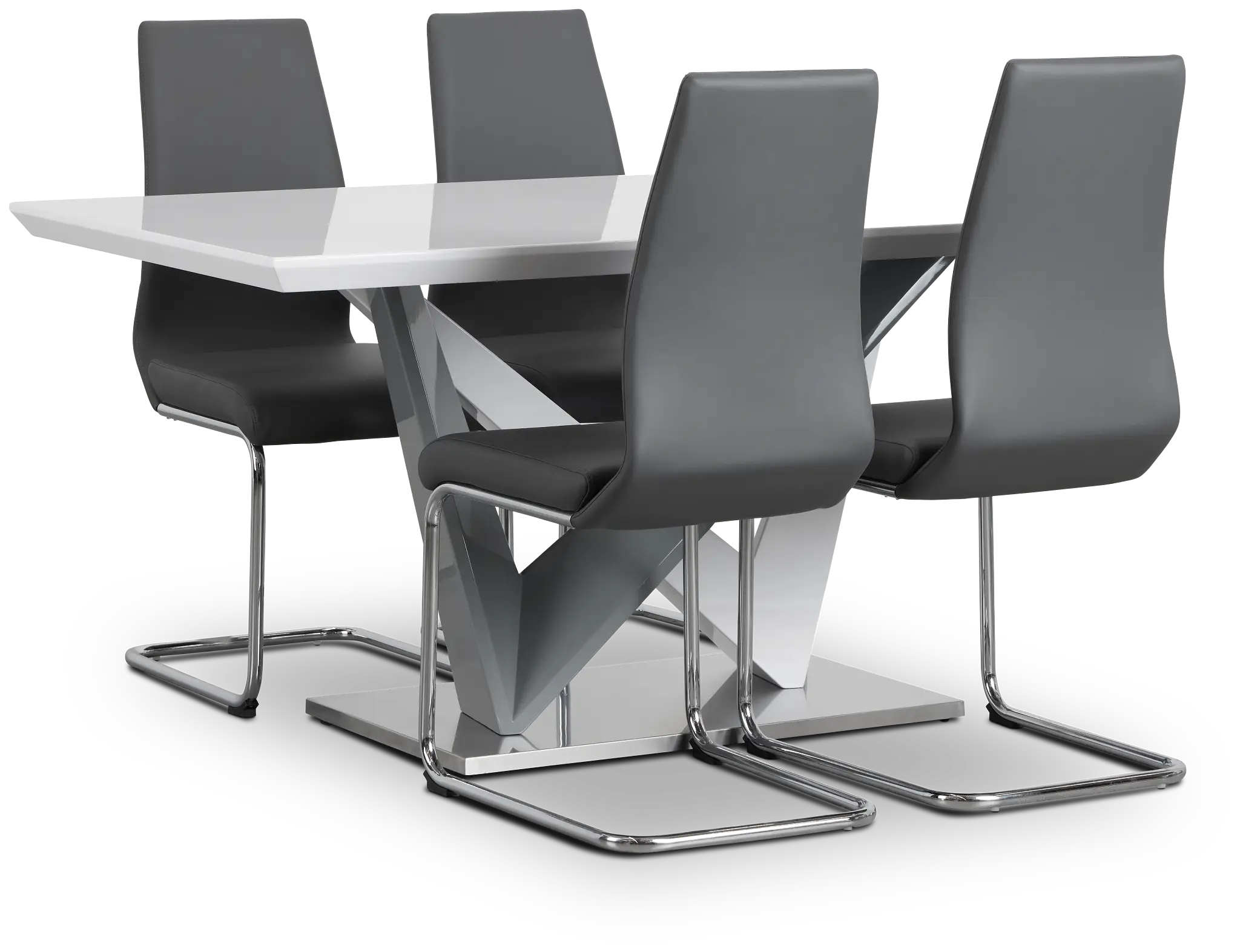 Lennox Gray Rect Table & 4 Upholstered Chairs Lennox Gray Rect Table & 4 Upholstered Chairs