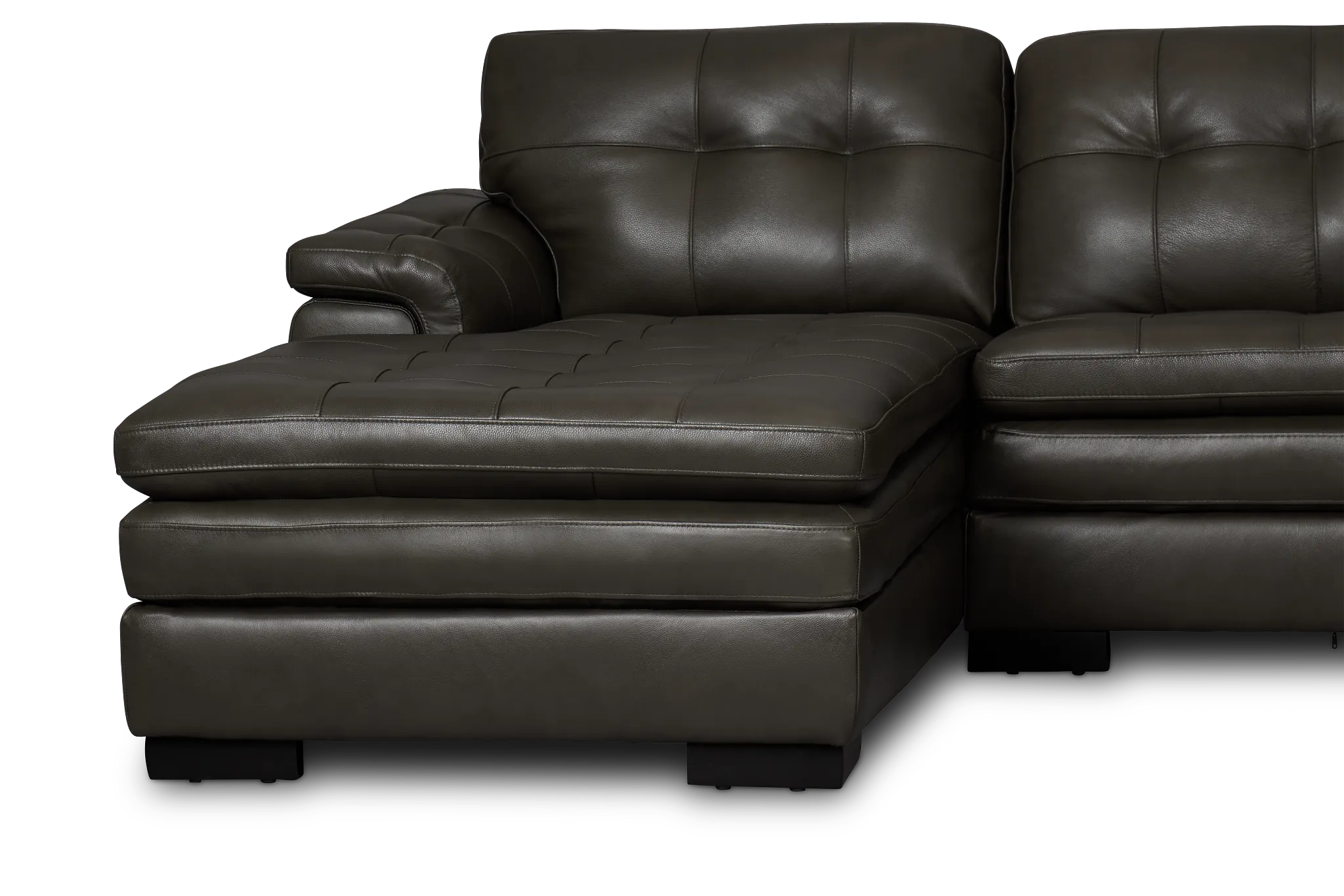 Braden Dark Gray Leather Large Left Chaise Sectional