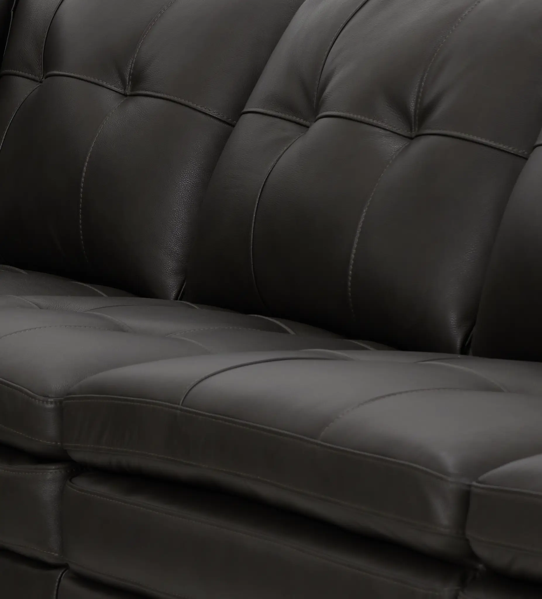 Braden Dark Gray Leather Large Left Chaise Sectional Braden Dark Gray Leather Large Left Chaise Sectional