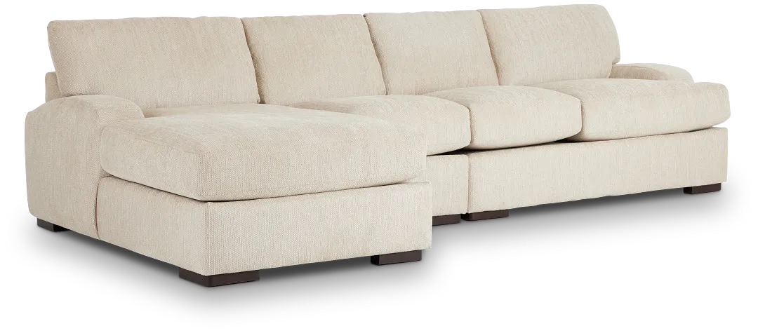 Alpha Beige Fabric Small Left Chaise Sectional
