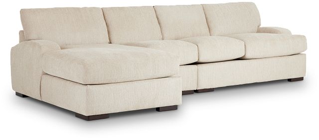 Alpha Beige Fabric Small Left Chaise Sectional